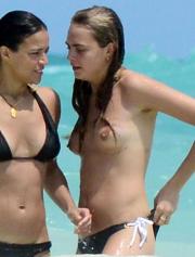 Cara Delevingne Michelle Rodriguez nude beach bikini